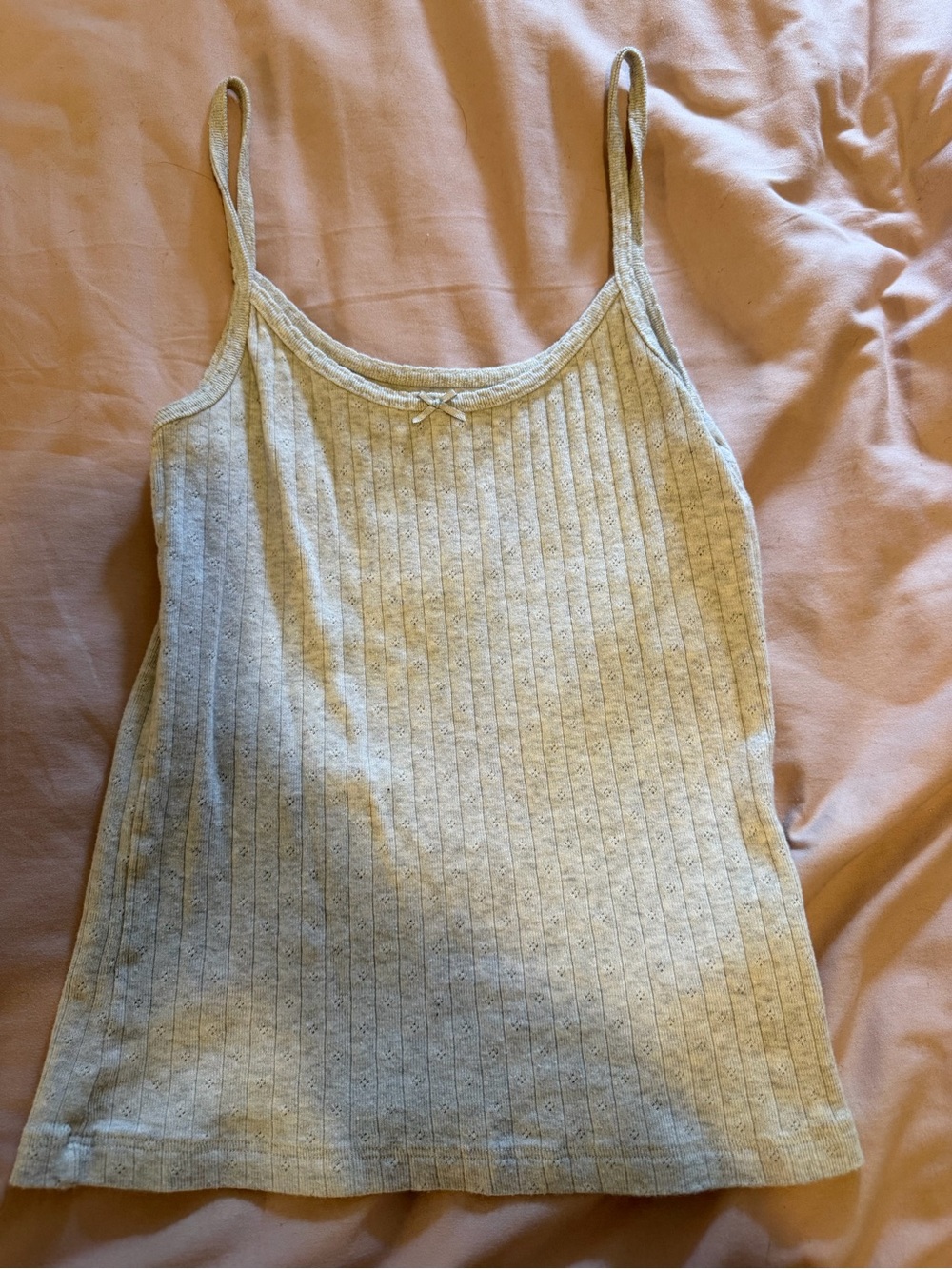 Brandy Melville Cream Ribbed Spaghetti Strap Tank